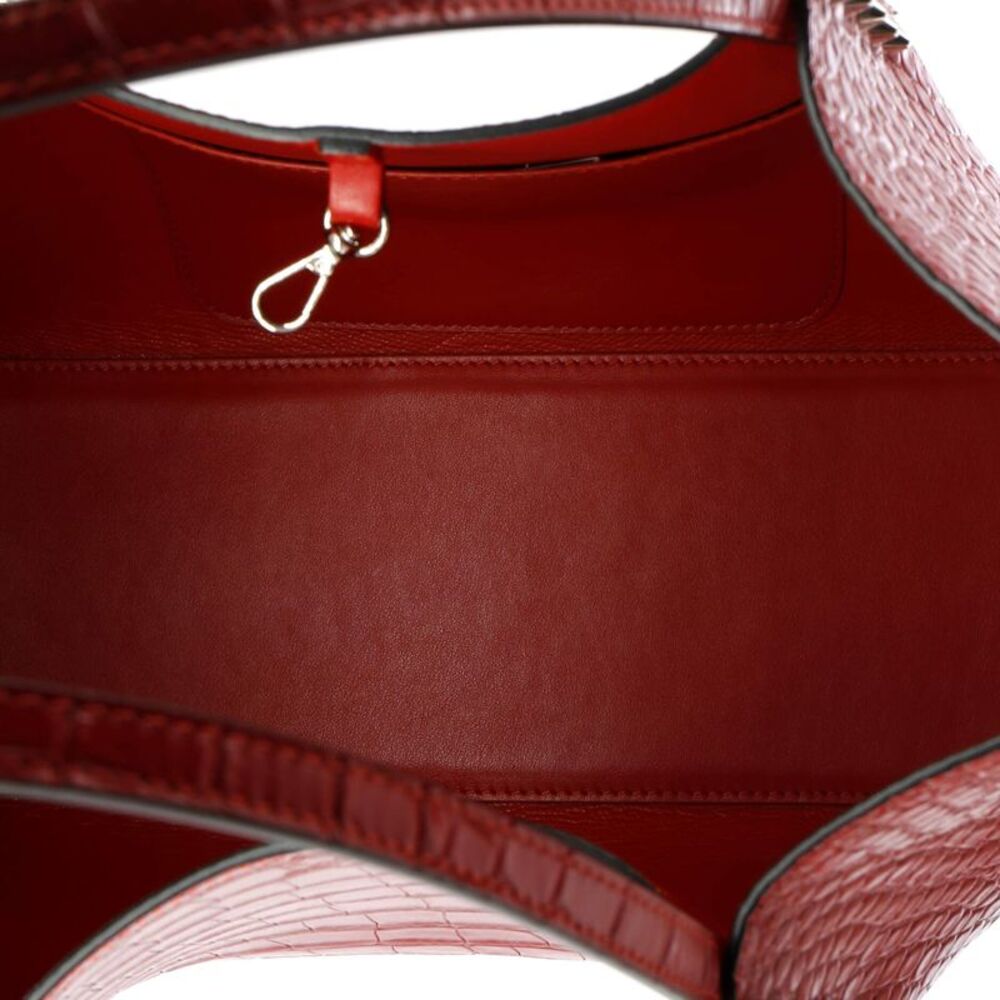 Christian Louboutin Cabarock Tote Crocodile Embossed Leather Small Red - Picture 5 of 7